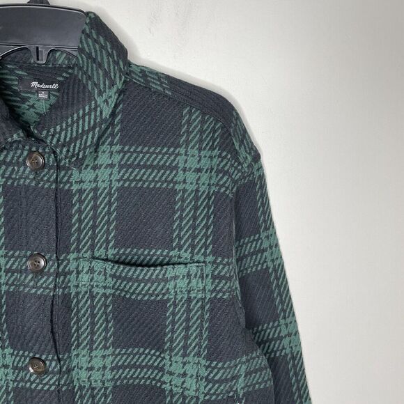 MADEWELL Shirt-Jacket Womens S Plaid Flannel Button Front NEW Green Navy NN959 - Picture 5 of 16